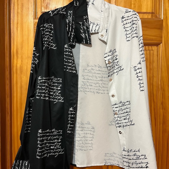 Black/White button up blouse - Picture 2 of 6